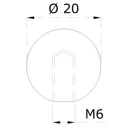 Guľa plná so závitom M6 / ø 20 mm, brúsená nerez AISI 304 Guľa plná so závitom M6 / ø 20 mm, brúsená nerez AISI 304